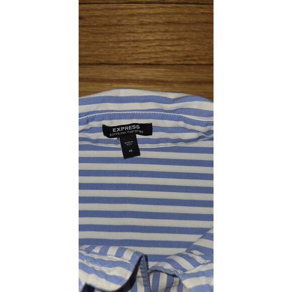 Express Womens Blue White Striped Boyfriend Portofino Buttondown Shirt Size XS - Picture 4 of 8